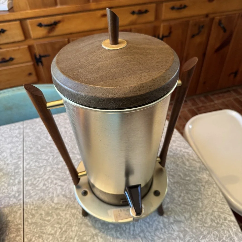 Vintage Coffee MCM Atomic‎ Bullet Space Age Rocket Percolator W/Stand Tricolator